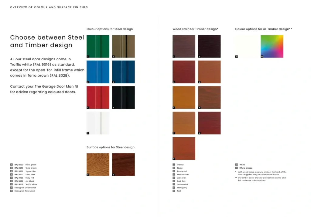 Up and over garage door colour options