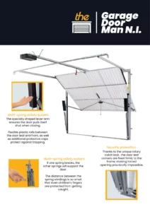 Up and over garage door promotional material by the garage door man NI