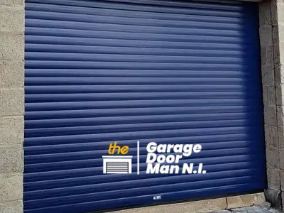 Blue insulated roller garage door in Carrickfergus