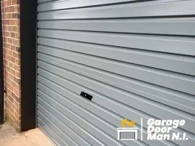 Grey Hormann single-skinned roller garage door in East Belfast