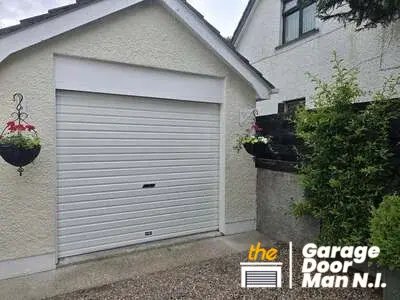 White roller garage door in Sprucefield.