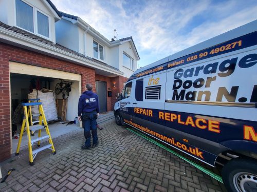 Garage Door Being Repaired In Belfast